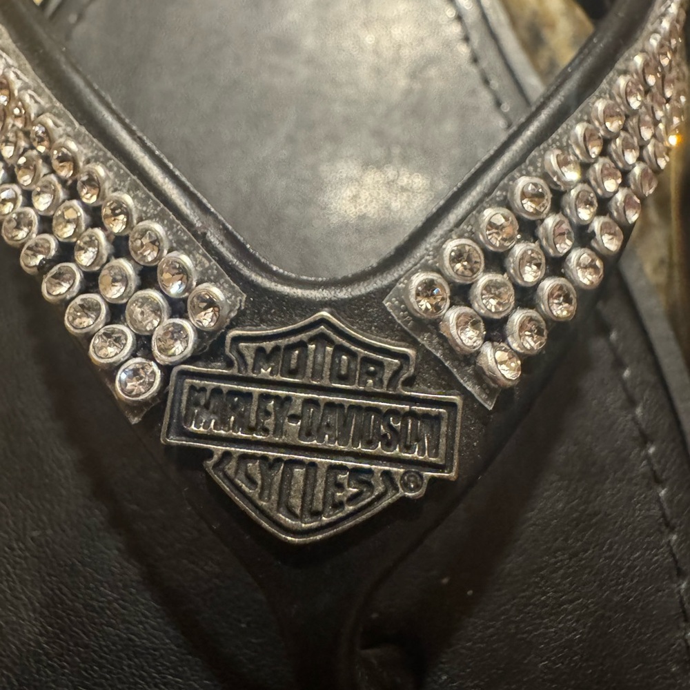 Harley-Davidson Women’s Size 10 Black Sandals with Rhinestones NWOT